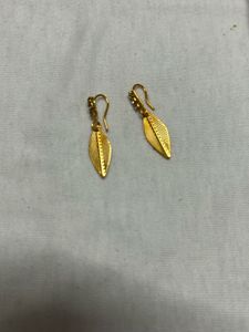Gold Leaf Earrings with Stones