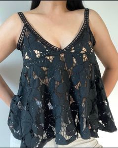 Black Lace Camisole Top