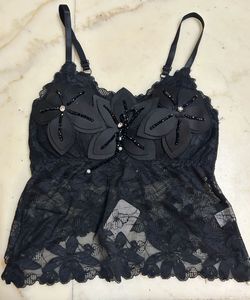 Floral Lace Black Bralette