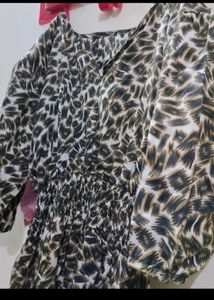 Women Korean Long Dress Leopard Print