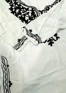 White short kashmiri embroidery kurti