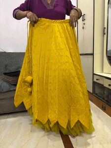 Yellow Lehenga with Red Blouse &amp; Dupatta