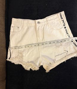 Gothic White Distressed Denim Shorts