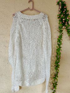 White Knit Pullover Sweater