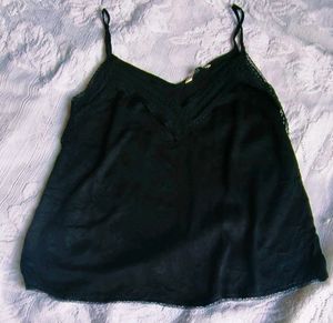 Black Lace Trim Camisole Top