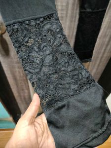 Black Lace Trim Leggings