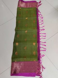 Green colour soft silk saree
