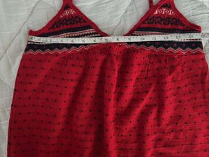 Red Patterned Slip Dress