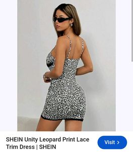 SHEIN Leopard Print Slip with Lace Trim