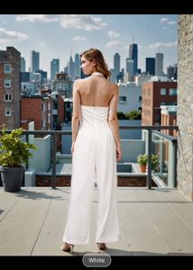 XL : New 🆕 Shein White Wide Leg Jumpsuit