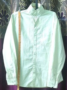 Men's Light cream Band Collar Shirt