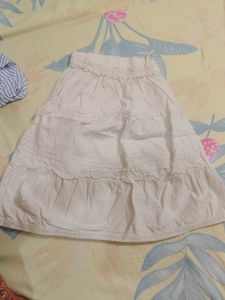 Cute Blue Striped Off-Shoulder Top &amp; White Skirt S