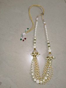 Pearl and Kundan Necklace Set with Jhumkas