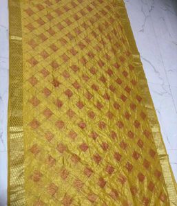 Beautiful Yellow saree with Tassels