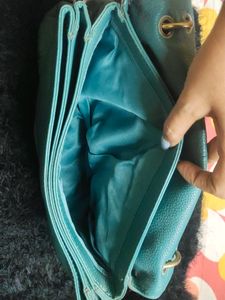 Chic Teal &amp; Gray Leather Handbag