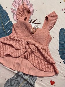 Chic Pink Ruffled Crop Top