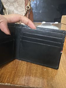 Benetton Black Wallet with Striped Detail