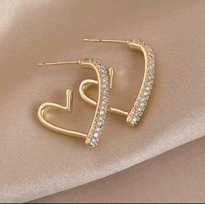 Heart Shaped Diamond Hoop Earrings