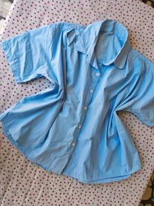 Light Blue Oversized Button-Up Shirt