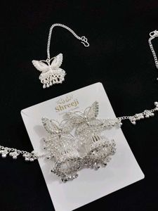 ☺️Silver Butterfly Jhumka Set 🦋