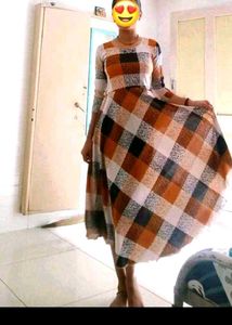 Stylish Checkered Print Maxi Dress
