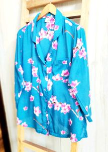 Vibrant Floral Print Button-Down Shirt- 40