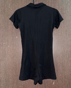 Black Shirt Collar Playsuit