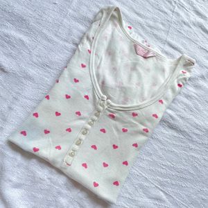 High Quality Branded Pink Hearts White Y2k Top Or Dress