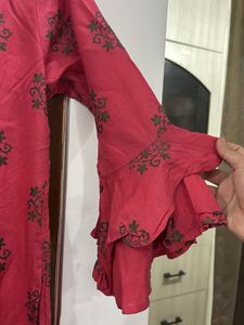 Vibrant Pink Kurta with antique Motif