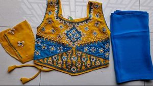 Yellow Blue Combination Lehnga choli