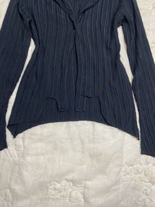 Black Ribbed Knit Cardigan
