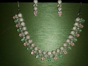 Sparkling CZ &amp; Pastel Gemstone Necklace Set