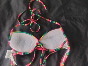 Colorful Striped Bikini Top