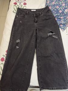 allen solly ash black ripped jeans