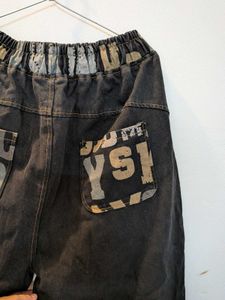 Stylish Washed Black Denim Cargo Pants