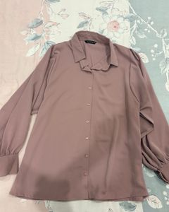Elegant Dusty Mauve Satin Shirt