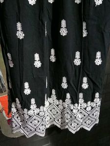 Elegant Black Kurta with White Embroidery