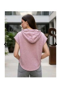 Casual Pink Sleeveless Hoodie Top