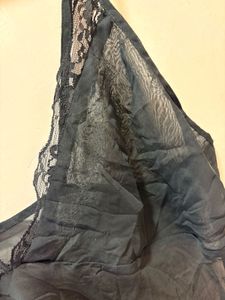 Black Lace Trimmed Slip Dress