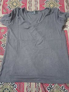 Comfortable Grey V-Neck Top