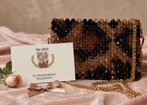 Beaded Leopard Print Clutch Bag