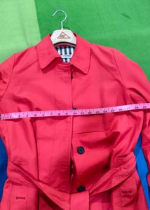 Coral Trench Coat with Belt