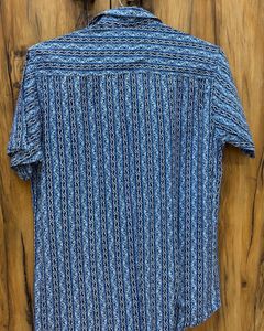 Unisex Blue Printed Short Sleeve Shirt