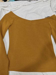 Mustard Off-Shoulder Long Sleeve Top