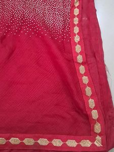 Elegant Red Saree with Embellishments