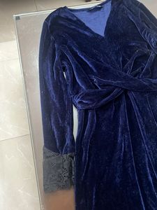 Elegant Blue Velvet Dress