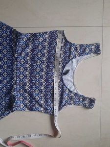 Blue &amp; White Printed Sleeveless Dress