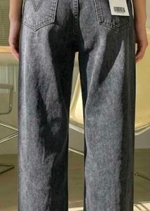 Stylish Grey Wash Wide Leg Jeans