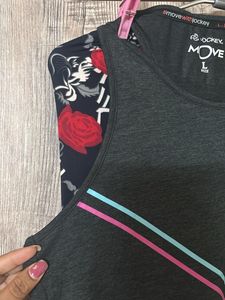 Active Wear Set: Top &amp; Rose Print Leggings