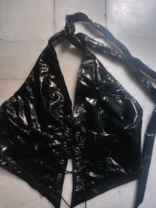 black gothic halter neck top